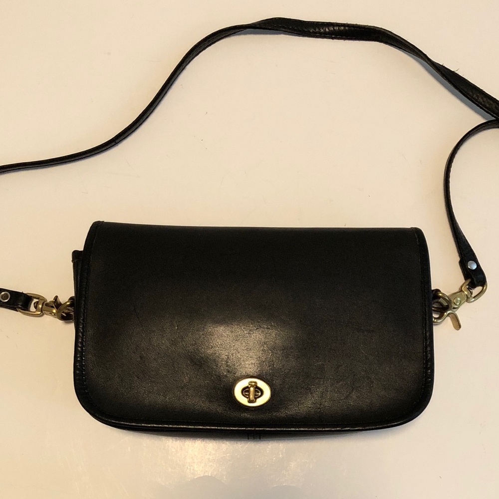 Vintage Black Leather Crossbody Bag